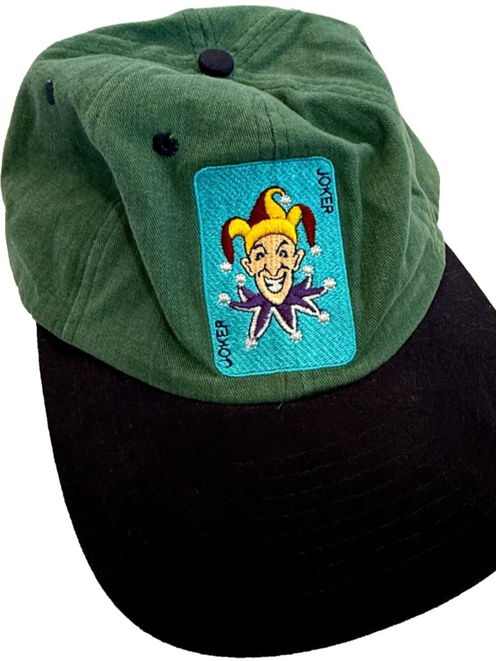 VINTAGE JOKER HYPNOTIC HATS EMBROIDERED HYP GREEN BLUE SNAPBACK CAP MADE TAIWAN